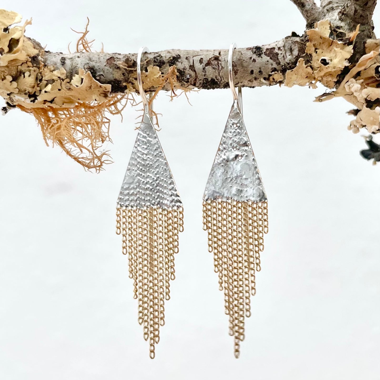 Lil' Triangle Brass + Silver Earrings