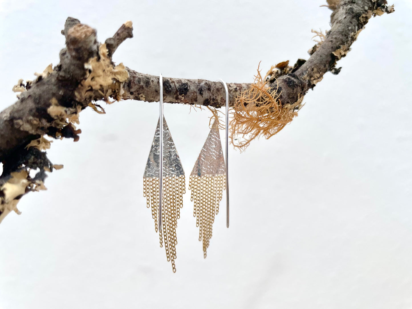 Lil' Triangle Brass + Silver Earrings