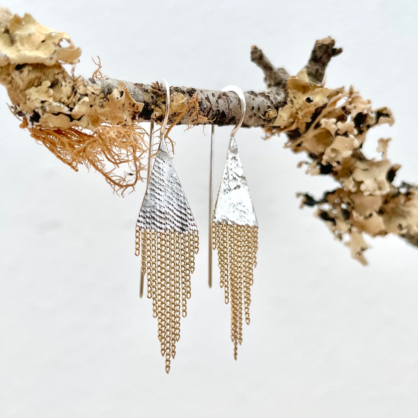 Lil' Triangle Brass + Silver Earrings