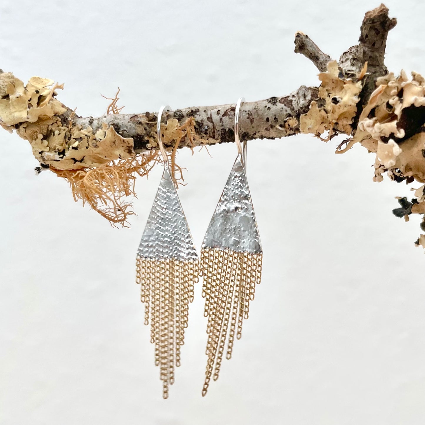 Lil' Triangle Brass + Silver Earrings