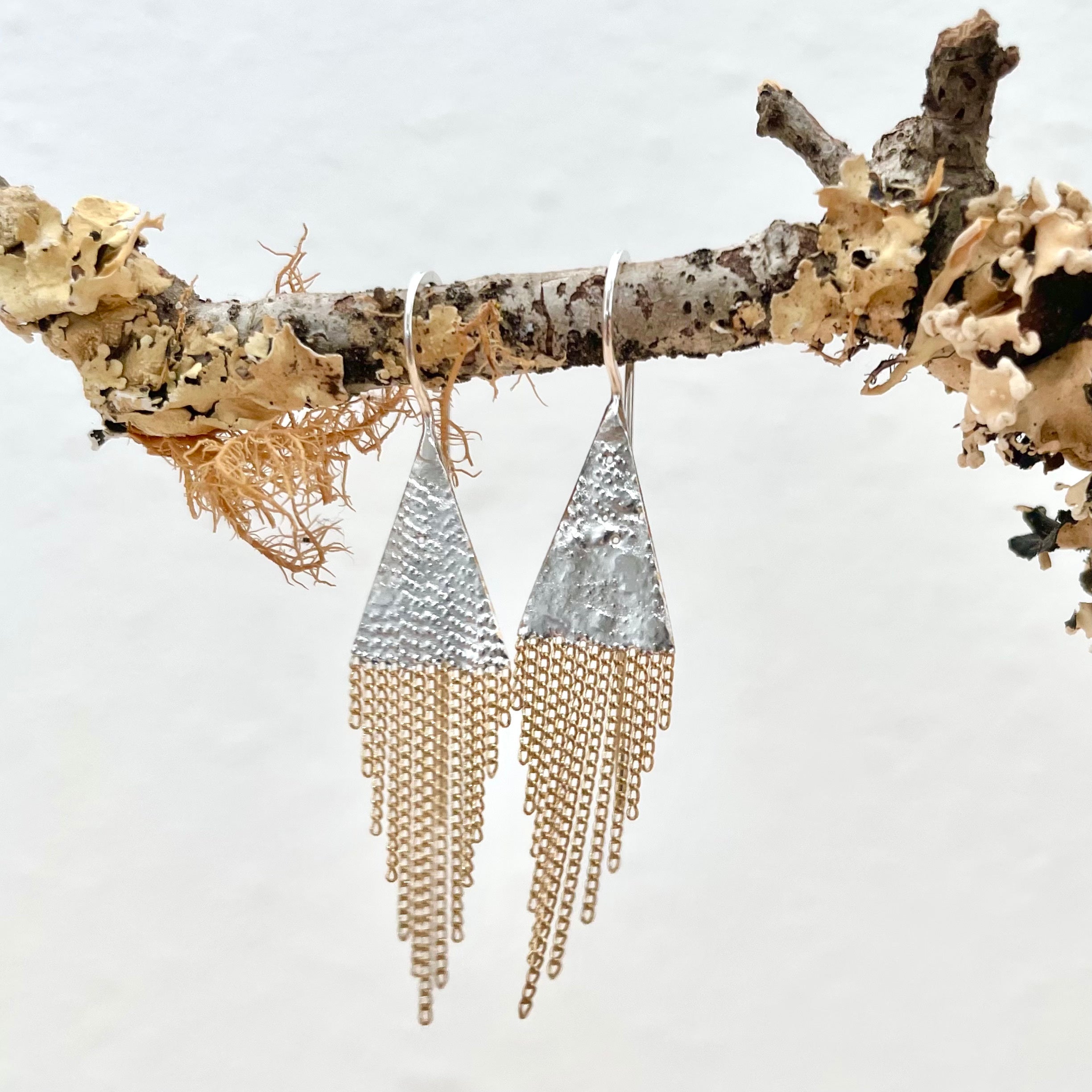 Lil' Triangle Brass + Silver Earrings