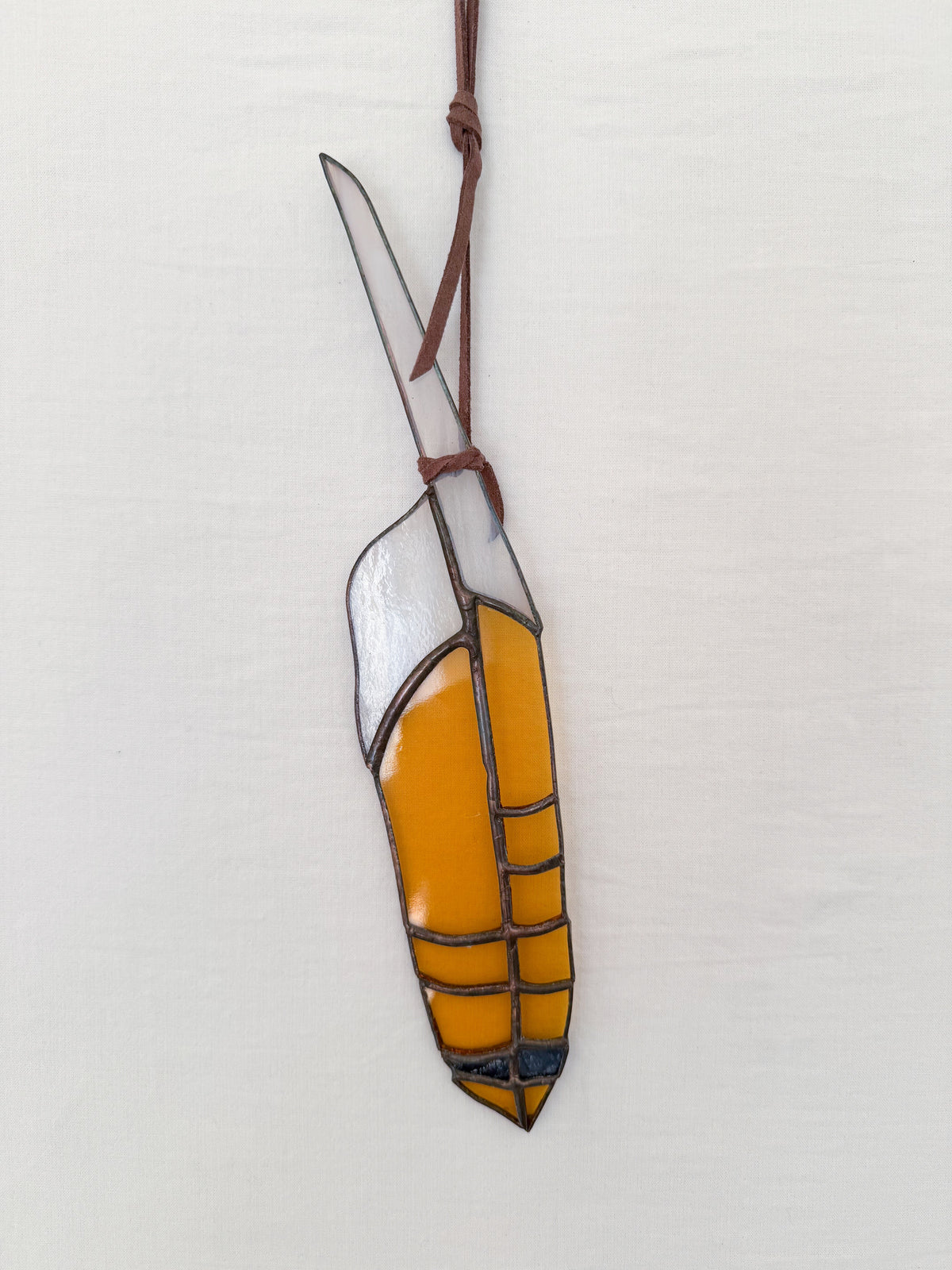 Stained Glass Red Tail Hawk Feather