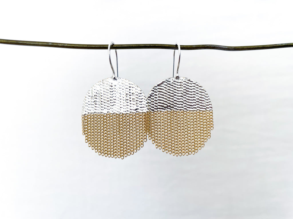 Half Circle Dangles Brass + Silver
