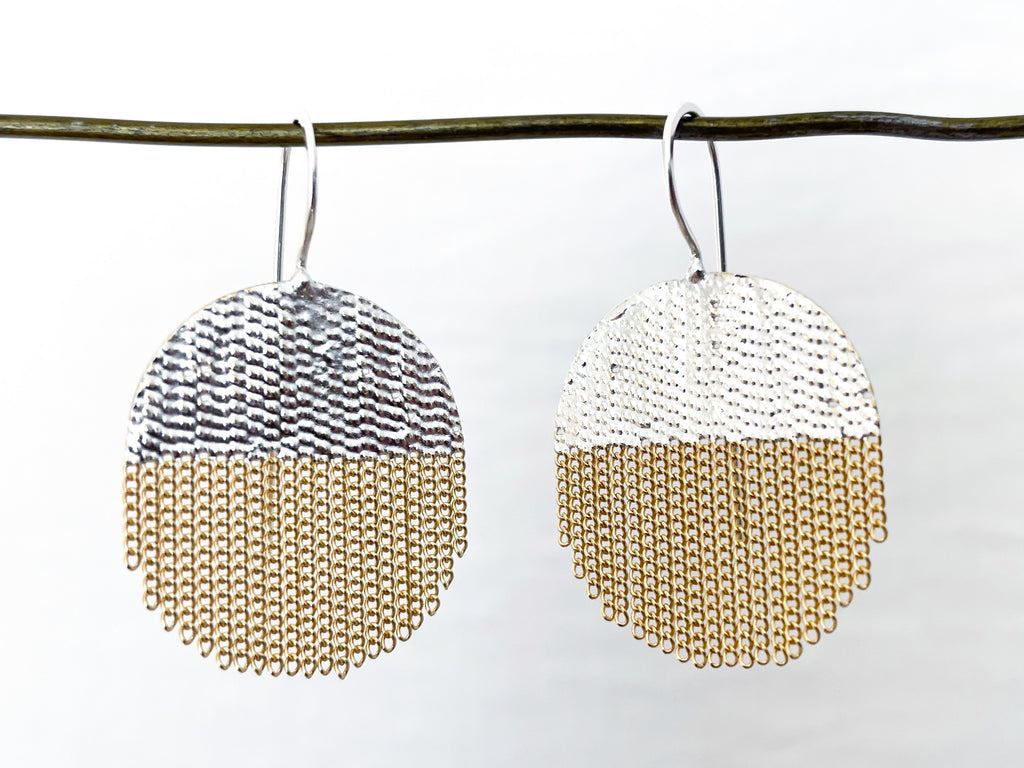 Half Circle Dangles Brass + Silver
