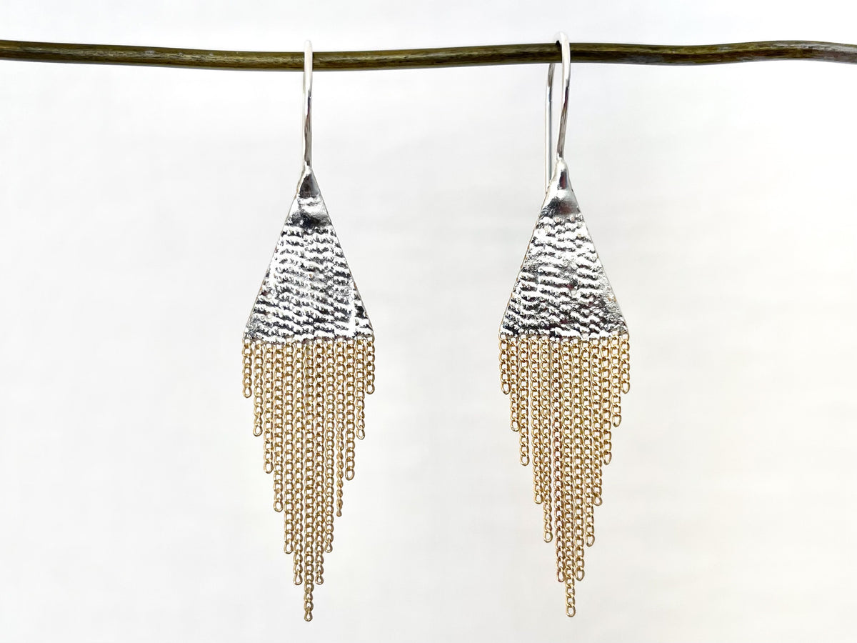 Lil' Triangle Brass + Silver Earrings