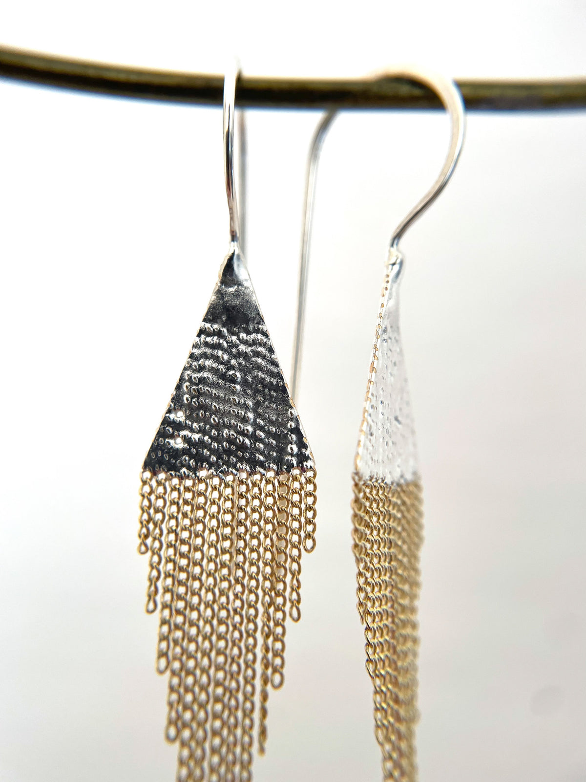 Lil' Triangle Brass + Silver Earrings