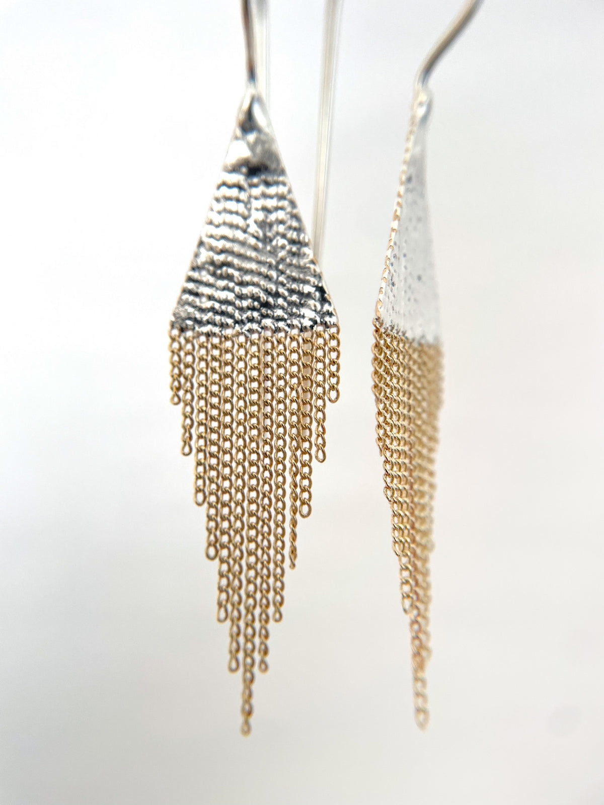 Lil' Triangle Brass + Silver Earrings
