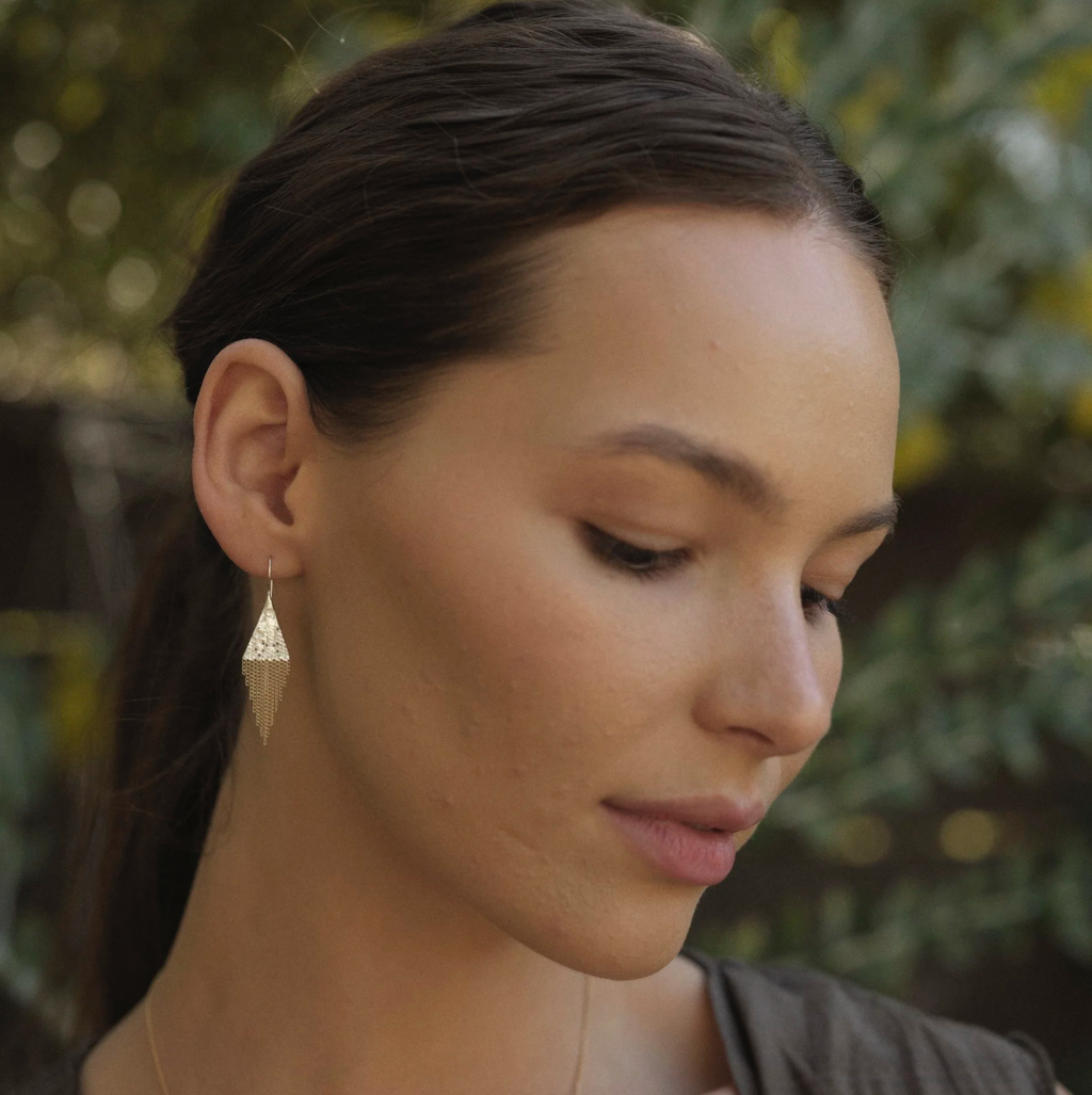 Lil' Triangle Brass + Silver Earrings