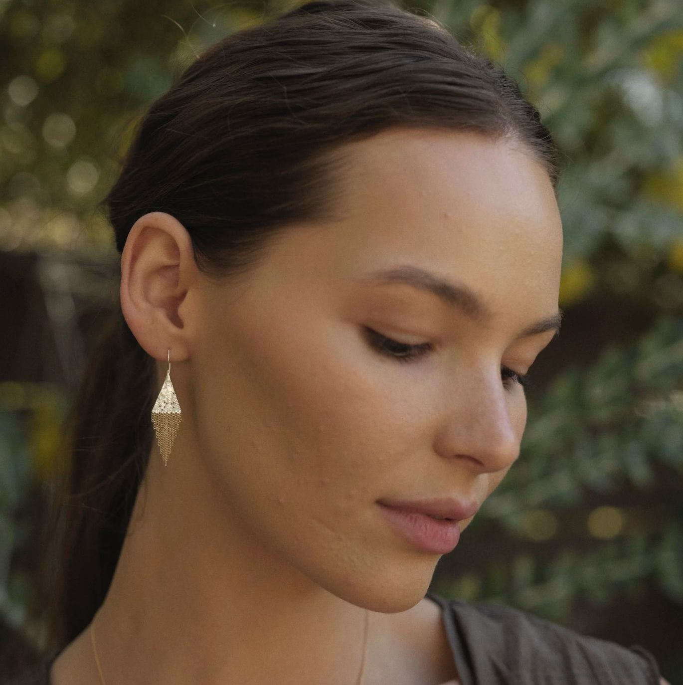 Lil' Triangle Brass + Silver Earrings